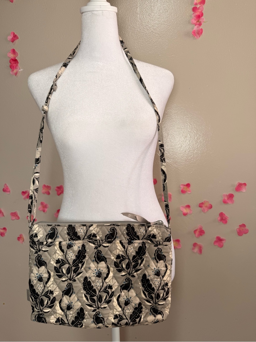 Vera Bradley Black & Cream Quilted Floral Crossbody